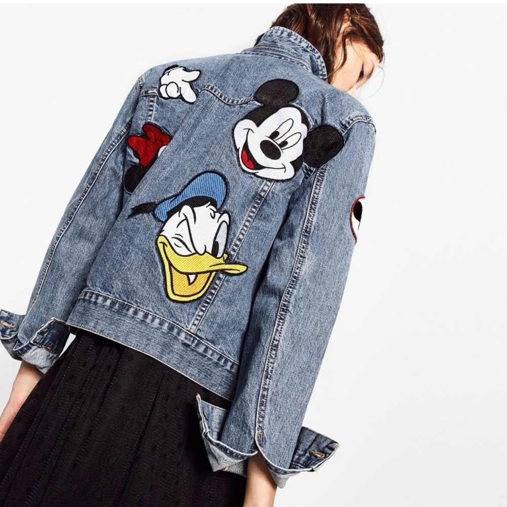 Zara Denim Mickey Mouse Jacket, Size Large